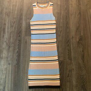 NEW English Factory Ribbed Multicolor Knit Striped Dress, size S